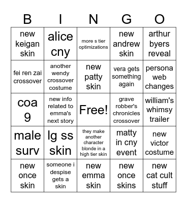 idv 12/19/2025 stream Bingo Card