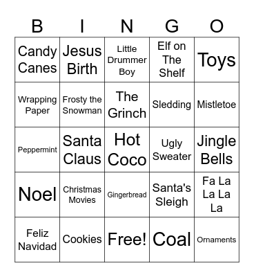 2025 HCA Christmas Bingo Card