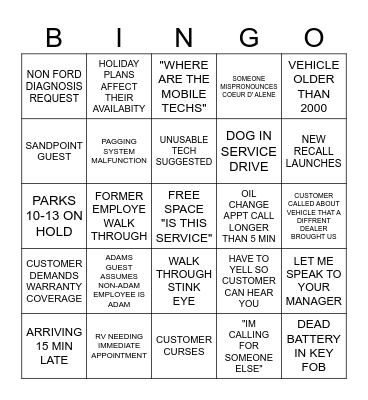BDC Bingo Card
