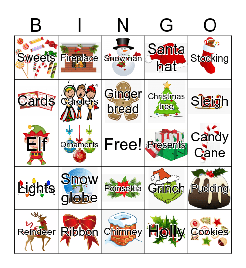 Christmas (with words) Bingo Card