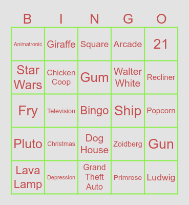 Gaming Bingo Card