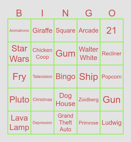 Gaming Bingo Card