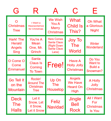 3rd Grade Christmas Bingo Card