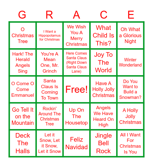 3rd Grade Christmas Bingo Card