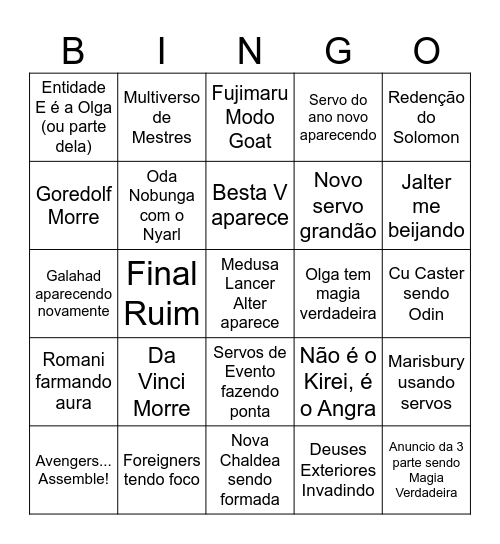 Ordeal Call V - Final Arc Bingo Card