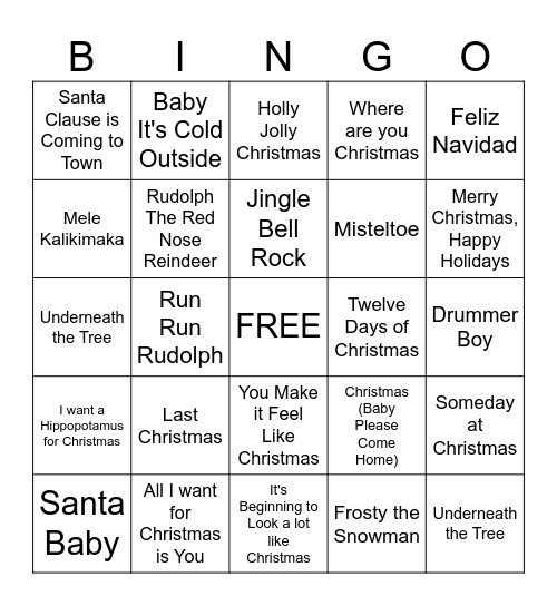 Christmas Bingo Card