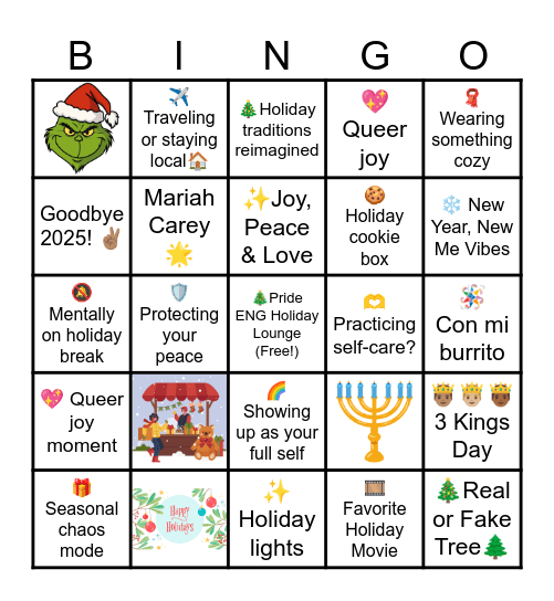 Pride ENG Holiday Bingo Card