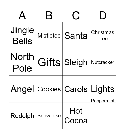 Christmas Bingo Card