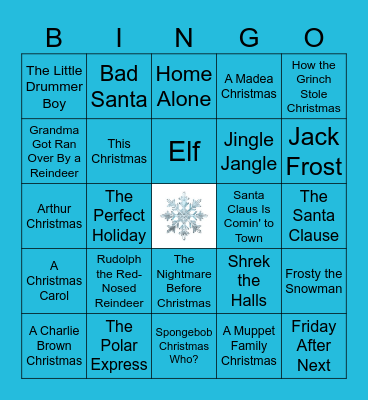Christmas Movie/Specials Bingo Card