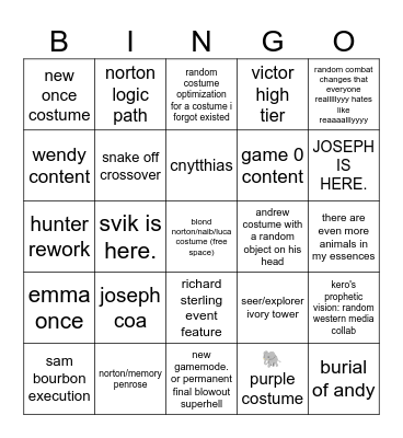 super mega ultra awesome reveal stream bingo Card
