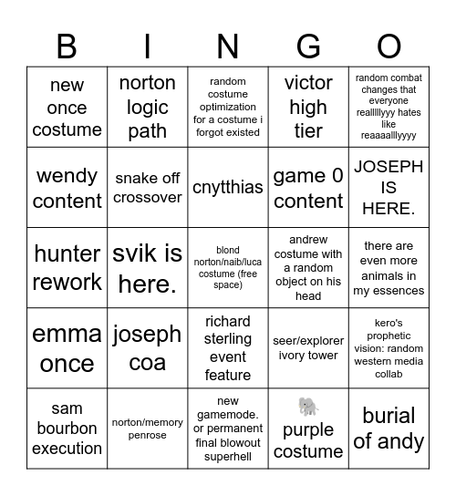 super mega ultra awesome reveal stream bingo Card
