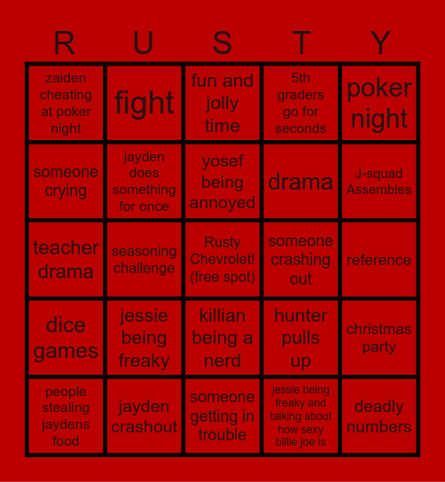 shasta elementary drama Bingo Card