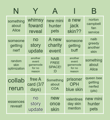 IDV STREAM BINGO Card