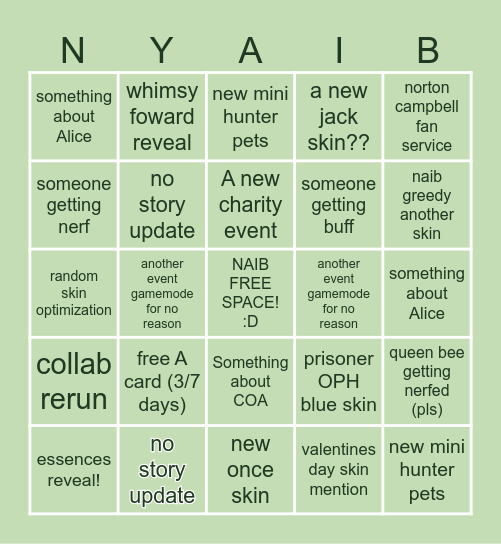 IDV STREAM BINGO Card