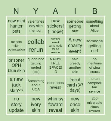 IDV STREAM BINGO Card