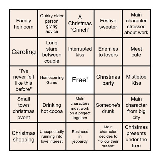 Hallmark Movie BINGO Card