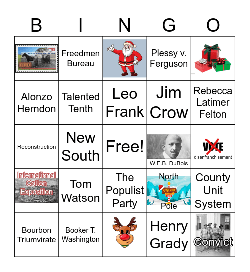 New South and Christmas Bingo Card