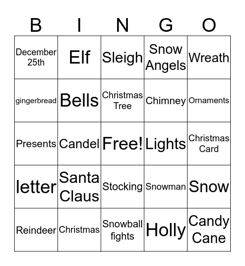 Christmas Bingo Card