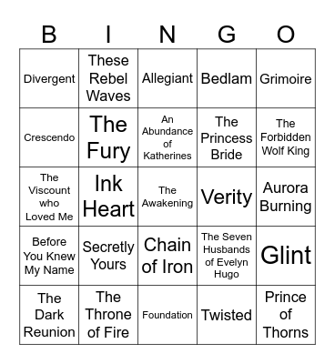 Amanda's Book Bingo Card