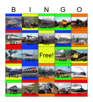 Railroads that I would like to operate a Canadian engine one day Bingo Card