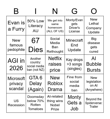 2026 BINGO Card