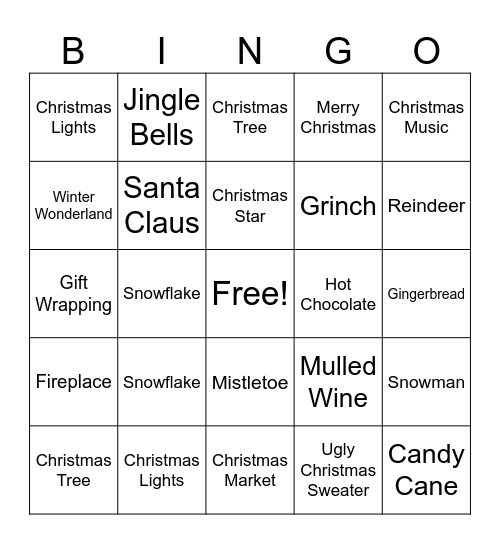 Christma Bingo Card