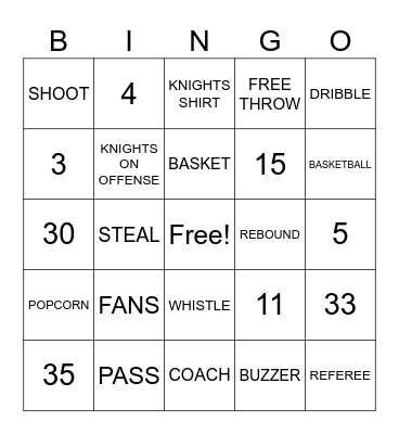 BASKETBALL BINGO Card