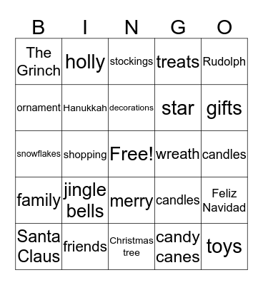 Happy Holidays! Bingo Card