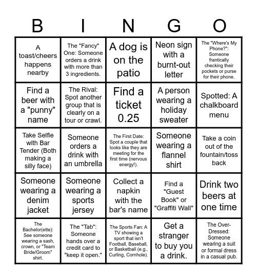 SOUL COMPASS PUB CRAWL Bingo Card