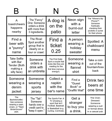 SOUL COMPASS PUB CRAWL Bingo Card