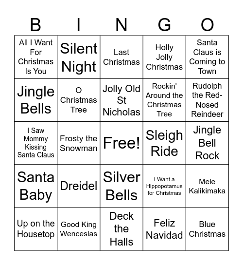 HOLIDAY MUSIC Bingo Card
