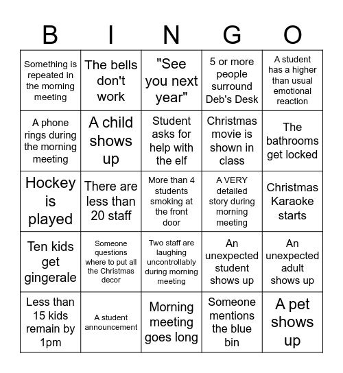 Happy Holidays Bingo Card
