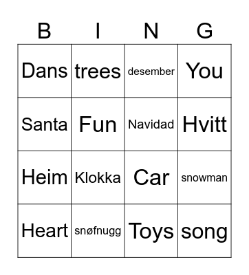 Julesangbingo Brannfjell Bingo Card