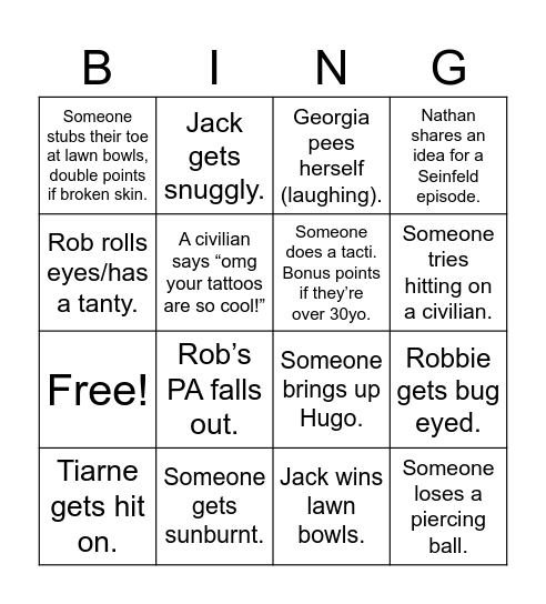 Broadway Bingo 2025 Bingo Card
