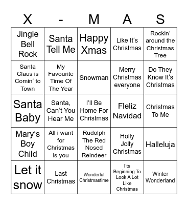 Christmas Songs BINGO Card