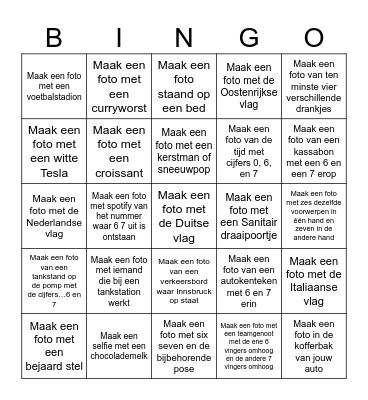 kerstroadtrip bingo Card