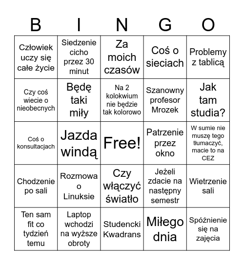 Piotrek bingo Card