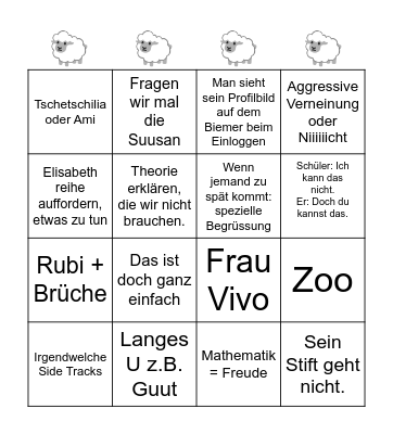 🐑🐑🐑Schaf🐑🐑🐑 Bingo Card