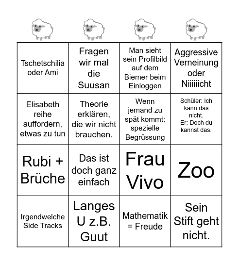 🐑🐑🐑Schaf🐑🐑🐑 Bingo Card