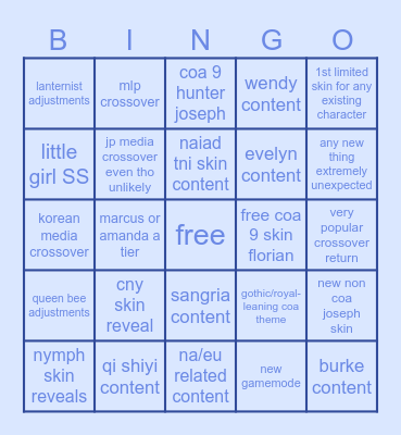 Xmas reveal show Bingo Card