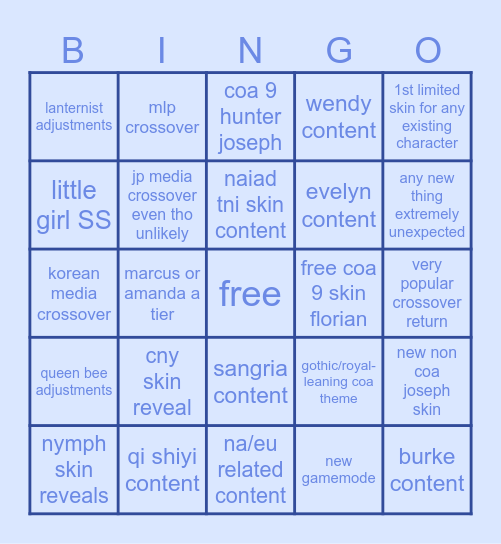 Xmas reveal show Bingo Card