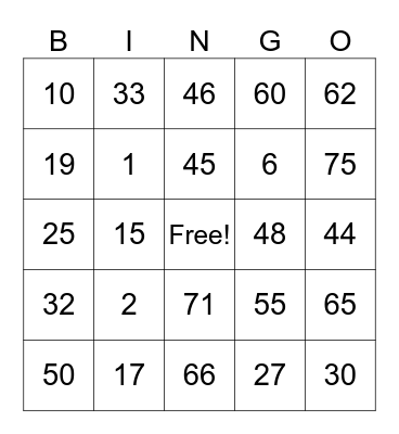 PROMPT BINGO CARD Bingo Card