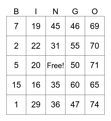 PROMPT BINGO CARD Bingo Card