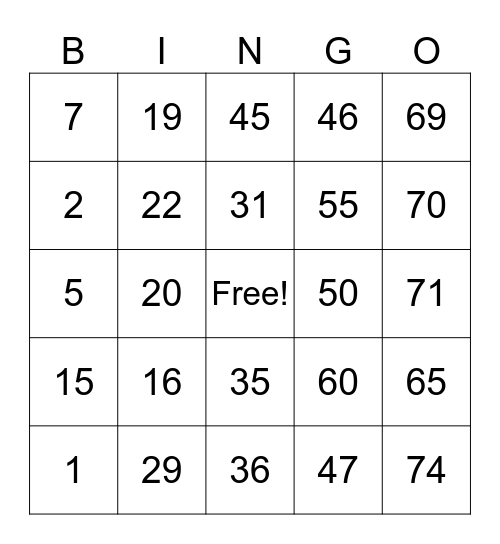 PROMPT BINGO CARD Bingo Card