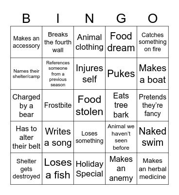 Alone S9 Bingo Card