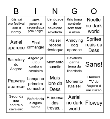 Bingo DELTARUNE cap. 5 Bingo Card