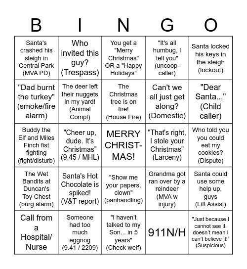 Merry Christmas, Dispatch! Bingo Card