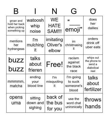 lisa's bingo Card