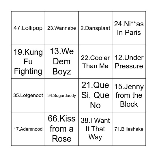 Valse Bingo - Every Day Bingo Card