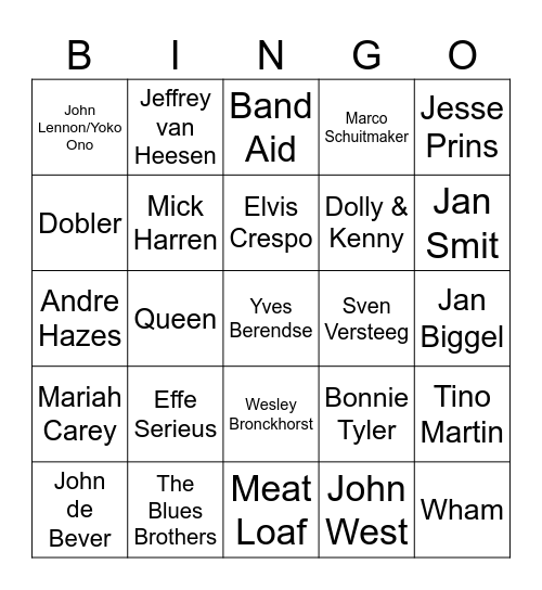 Hcsc Muziek Ronde Bingo Card